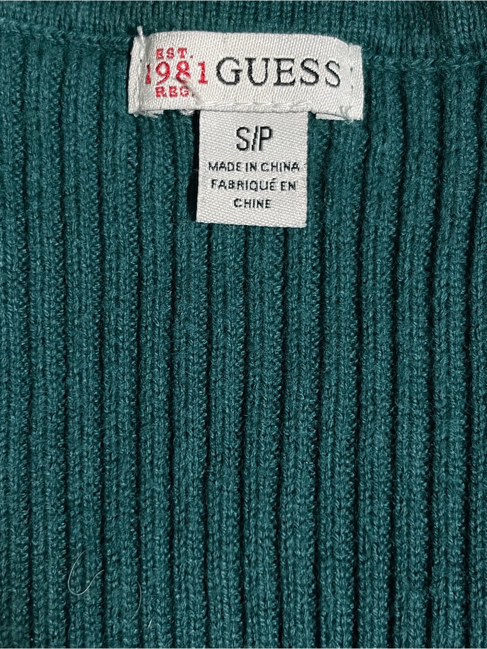 GUESS Ribbed Full-Zip Knit Cardigan Sweater - Dark Green - Picture 5 of 7